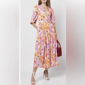 NICHOLAS Celie Abstract Print Long Dress Basset Floral